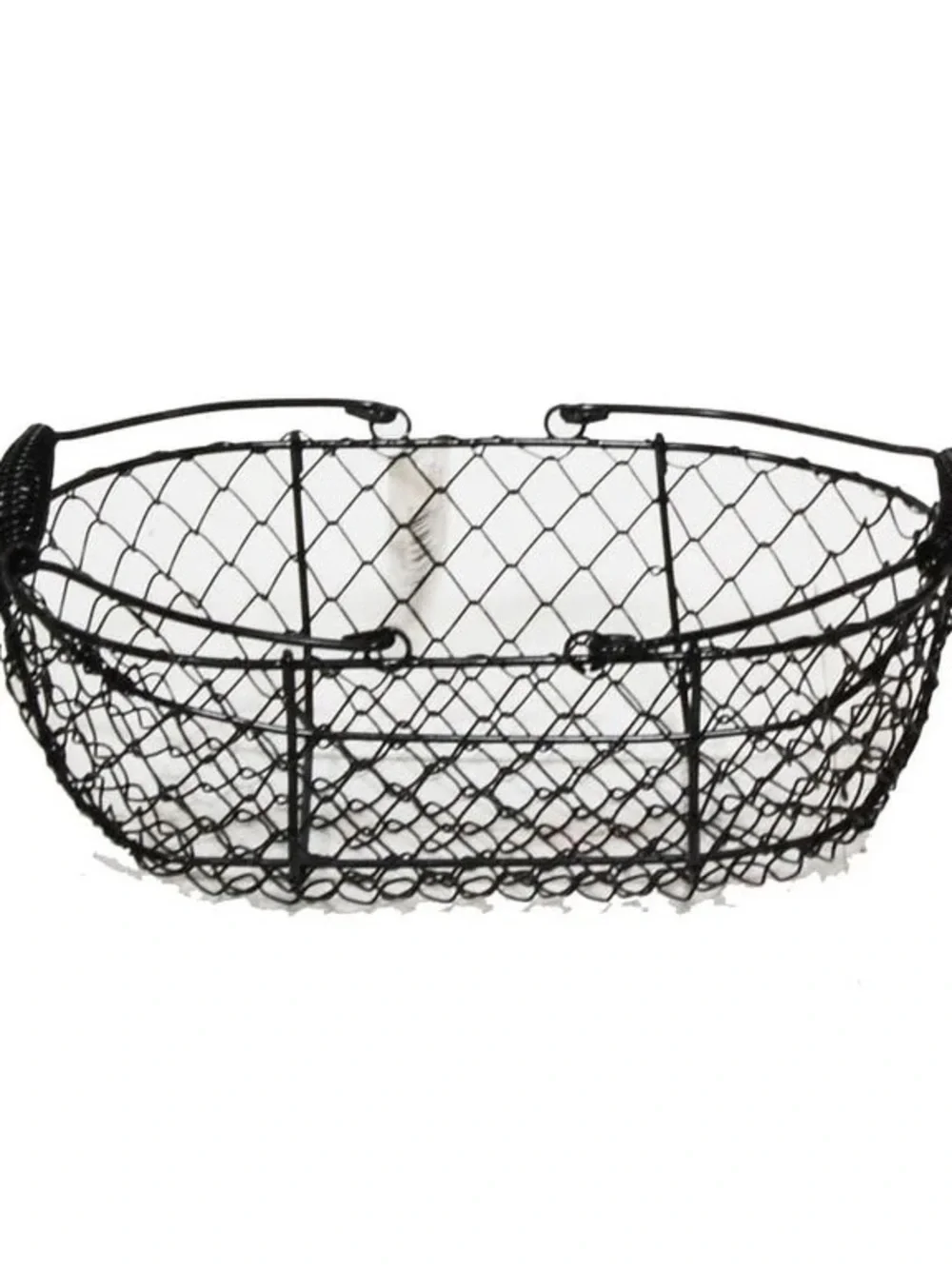 Farmhouse Chicken Wire Oval Black With Handle Farmhouse